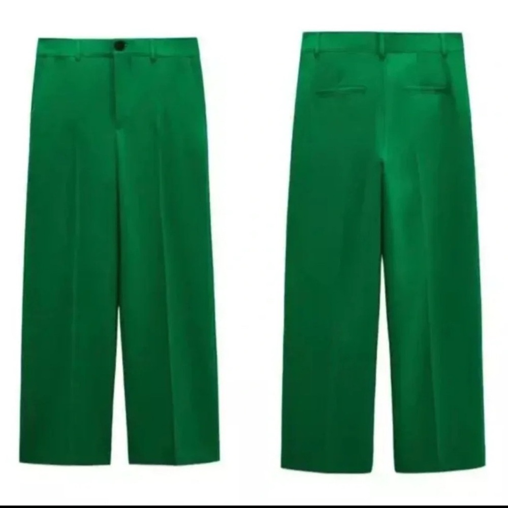 ZARA NWT Green high-waisted wide-leg trousers XXL